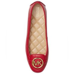 Michael Kors Red Leather Flats with Gold Logo